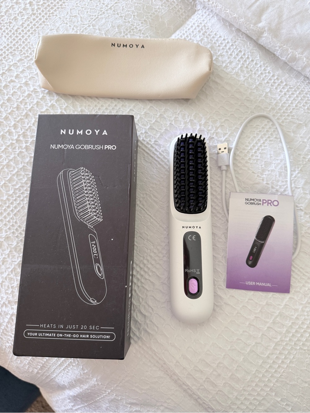 GoBrush Pro White Hair Straightening Brush